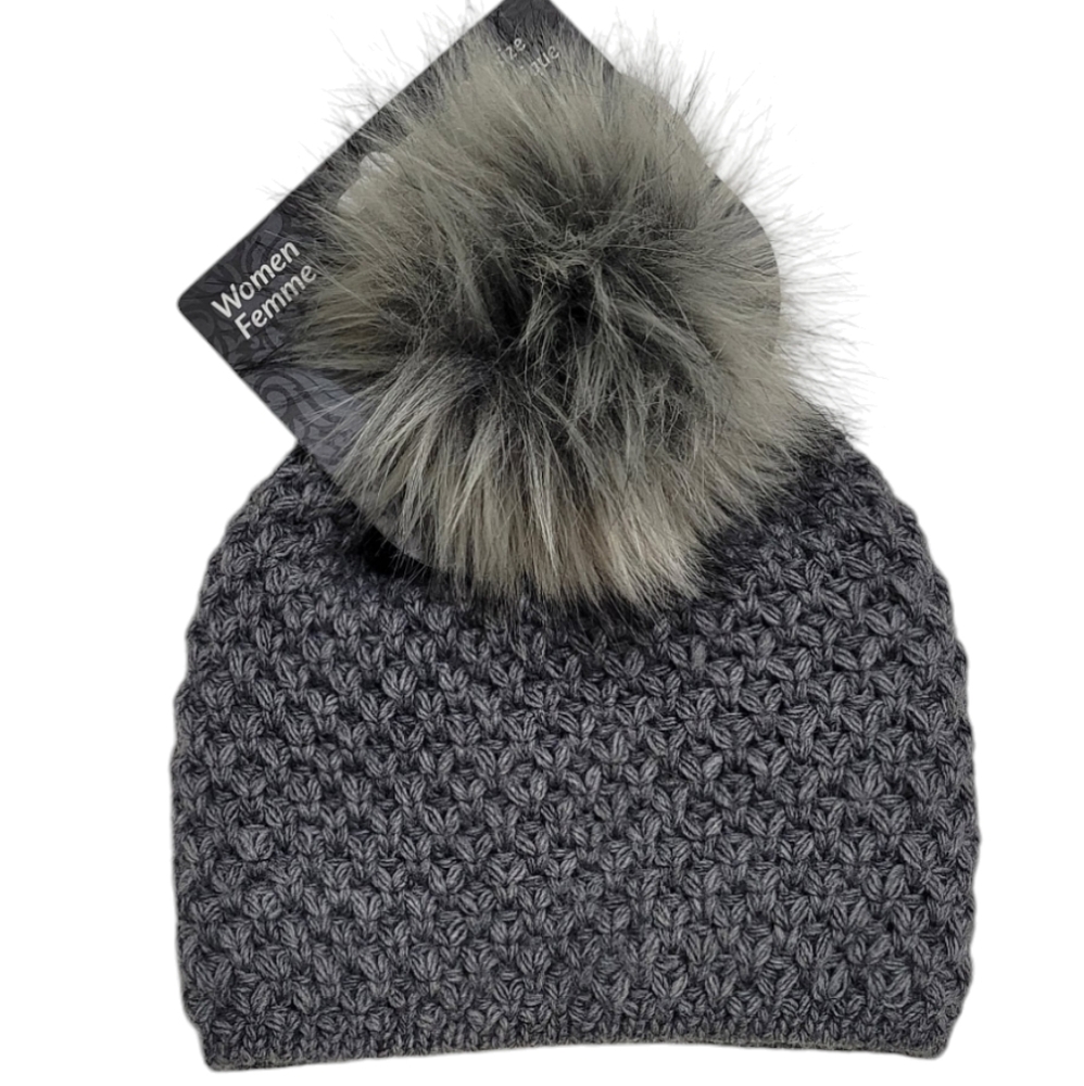 🎁 Fluffy Pom Pom Chunky Knitted Fleese Lined Beanie